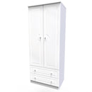 Clarence Ready Assembled 2 Door 2 Drawer Wardrobe in White Gloss & White