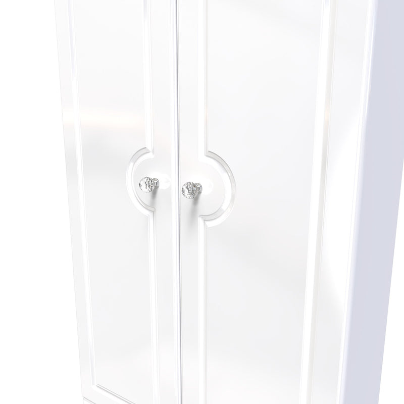 Clarence Ready Assembled 2 Door 2 Drawer Wardrobe in White Gloss & White