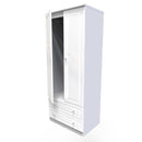 Clarence Ready Assembled 2 Door 2 Drawer Wardrobe in White Gloss & White
