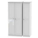 Clarence Ready Assembled Triple Plain Wardrobe in White Gloss & White