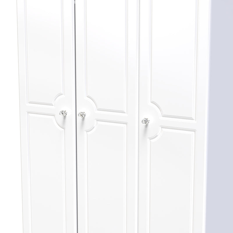Clarence Ready Assembled Triple Plain Wardrobe in White Gloss & White