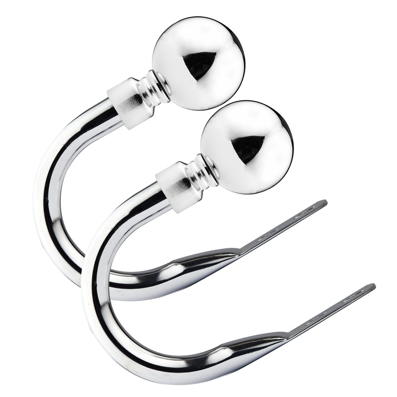 Ball - Pair of Holdaback Tiebacks with End Finials in Chrome