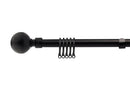 Ball - Extendable Curtain Pole with Rings and Pair of End Finials in Matt Black