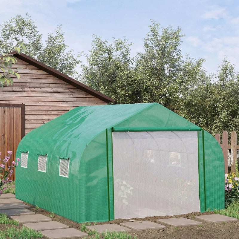 Outsunny Greenhouse Polytunnel 3.5x3x2m - Green