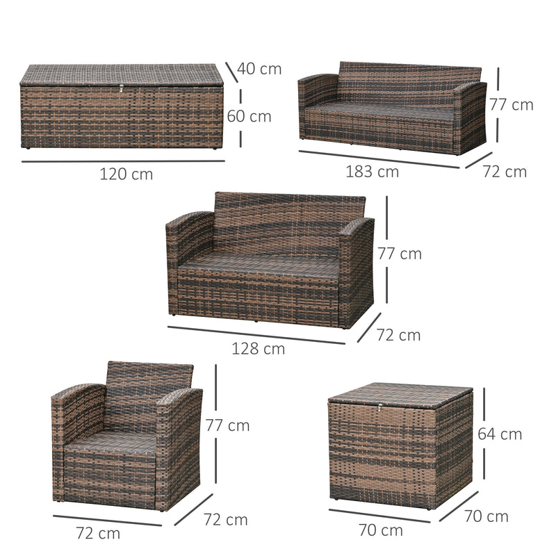 Outsunny 6 PCS Patio Rattan Sofa Set Conversation Furniture Orange