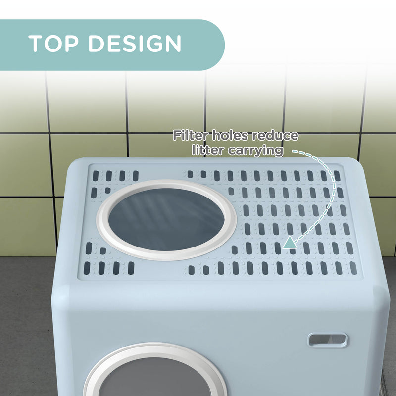 PawHut Enclosed Cat Litter Tray with Lid, Front Entry, Top Exit, Scoop