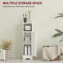 HOMCOM Toilet Roll Holder Slim Bathroom Cabinet with Adjustable Shelf White