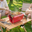 Outsunny Portable Mini Charcoal Barbecue Grill With Suitcase Shell, Red