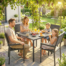 Outsunny 5 Pieces Garden Dining Set, Outdoor Furniture with HDPE Table