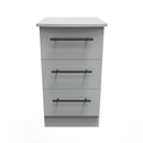 Harrow Ready Assembled 3 Drawer Bedside Cabinet in Dusk Grey