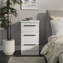 Harrow Ready Assembled 3 Drawer Bedside Cabinet in White Ash