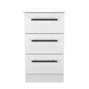Harrow Ready Assembled 3 Drawer Bedside Cabinet in White Ash