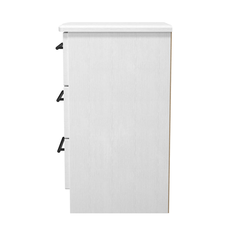 Harrow Ready Assembled 3 Drawer Bedside Cabinet in White Ash
