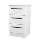 Harrow Ready Assembled 3 Drawer Bedside Cabinet in White Ash