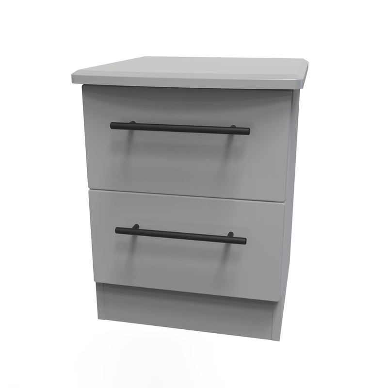 Harrow Ready Assembled 2 Drawer Bedside Cabinet in Dusk Grey