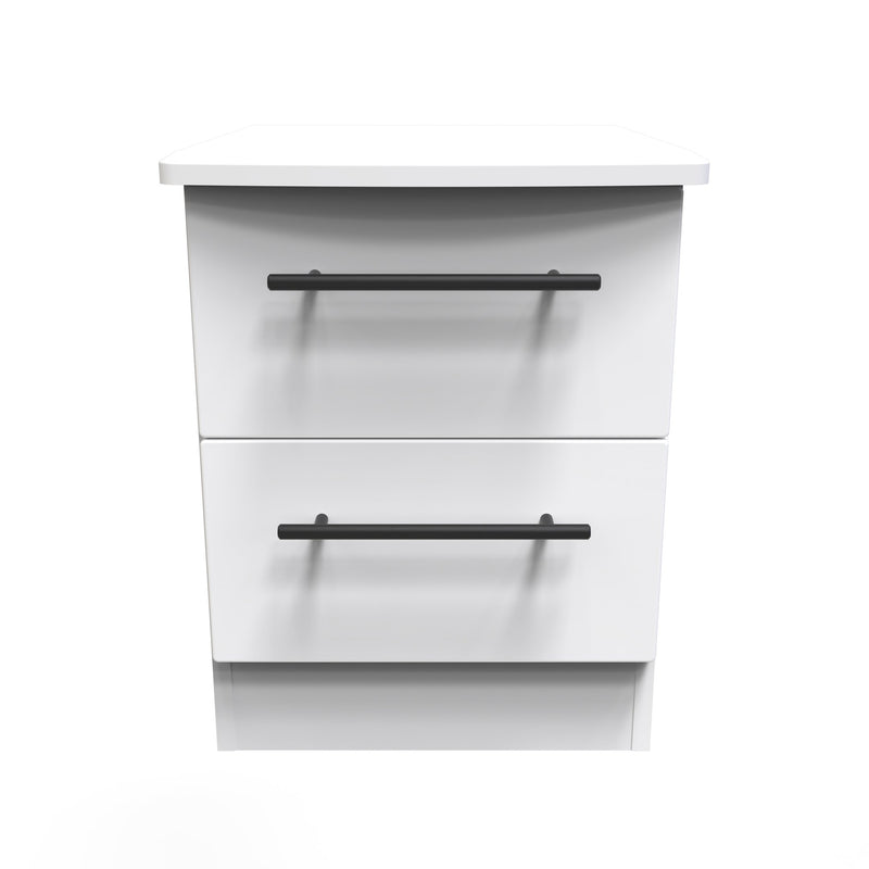 Harrow Ready Assembled 2 Drawer Bedside Cabinet in White Ash