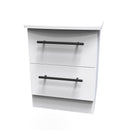 Harrow Ready Assembled 2 Drawer Bedside Cabinet in White Ash