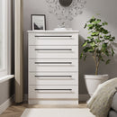 Harrow Ready Assembled 5 Drawer Chest in White Ash