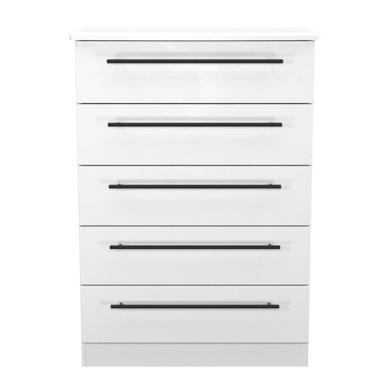 Harrow Ready Assembled 5 Drawer Chest in White Ash