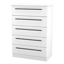 Harrow Ready Assembled 5 Drawer Chest in White Ash