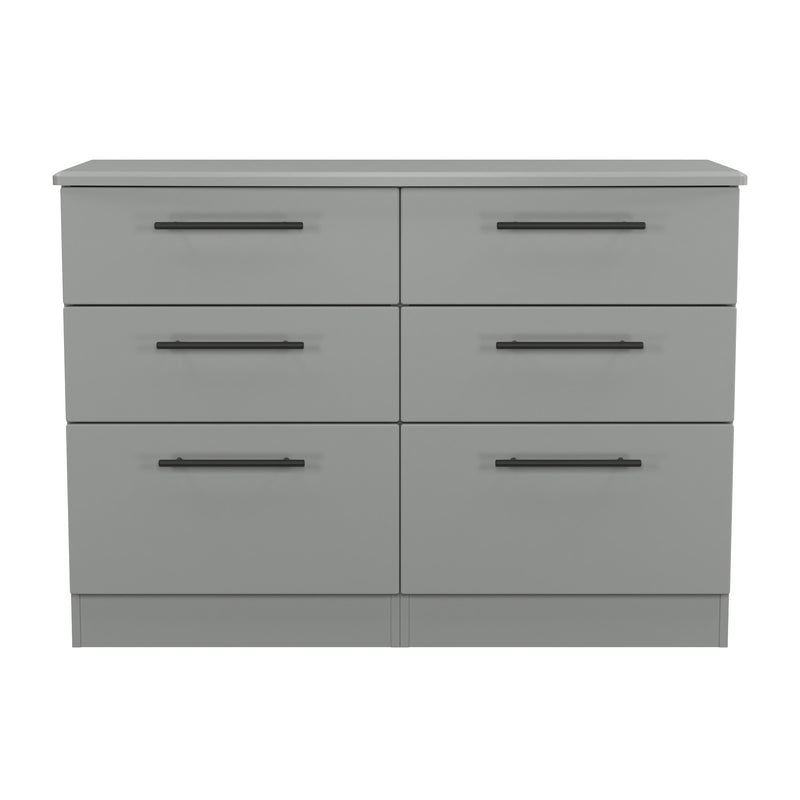Harrow Ready Assembled 6 Drawer Wide Chest in Dusk Grey