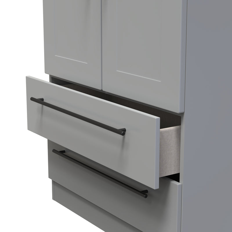 Harrow Ready Assembled 2 Door 2 Drawer Wardrobe in Dusk Grey