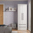 Harrow Ready Assembled 2 Door 2 Drawer Wardrobe in White Ash