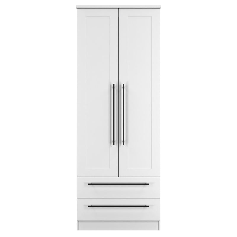 Harrow Ready Assembled 2 Door 2 Drawer Wardrobe in White Ash