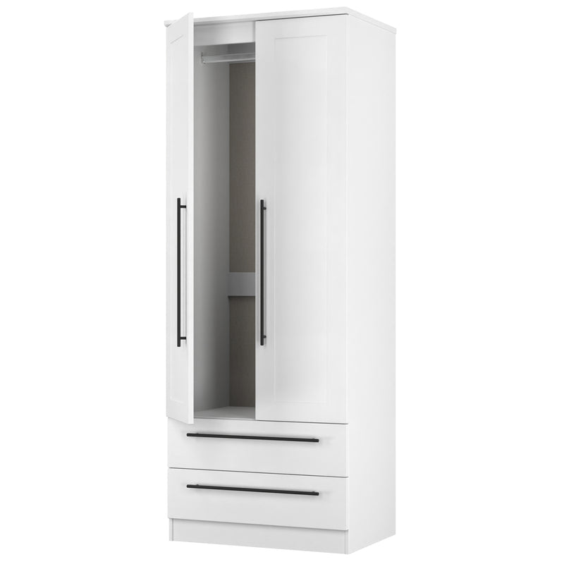 Harrow Ready Assembled 2 Door 2 Drawer Wardrobe in White Ash