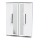 Harrow Ready Assembled Tall 4 Door 2 Centre Mirrors in White Ash