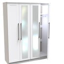 Harrow Ready Assembled Tall 4 Door 2 Centre Mirrors in White Ash