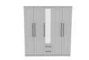 Harrow Ready Assembled Tall 5 Door 2 Drawer 1 Mirror Wardrobe in Dusk Grey