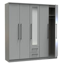 Harrow Ready Assembled Tall 5 Door 2 Drawer 1 Mirror Wardrobe in Dusk Grey