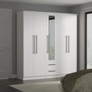 Harrow Ready Assembled Tall 5 Door 2 Drawer 1 Mirror Wardrobe in White Ash