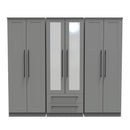 Harrow Ready Assembled Tall 6 Door 2 Drawer 2 Mirror Wardrobe in Dusk Grey