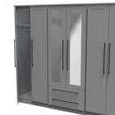 Harrow Ready Assembled Tall 6 Door 2 Drawer 2 Mirror Wardrobe in Dusk Grey