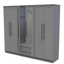 Harrow Ready Assembled Tall 6 Door 2 Drawer 2 Mirror Wardrobe in Dusk Grey