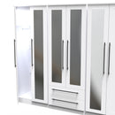 Harrow Ready Assembled Tall 6 Door 2 Drawer 2 Mirror Wardrobe in White Ash