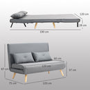 HOMCOM Click Clack Sofa Bed, 2 Seater Bed Settee for Living Room