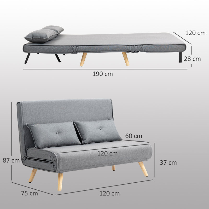 HOMCOM Click Clack Sofa Bed, 2 Seater Bed Settee for Living Room