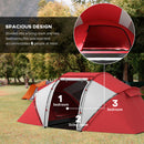 Outsunny 4-6 Persons Camping Tent Dome Family Travel Group Hiking Room Fishing