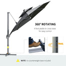 Outsunny Cantilever Banana Parasol with Solar Lights 3m - Dark Grey