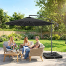 Outsunny 3(m) Banana Parasol Cantilever Umbrella Garden W/ Base Weights