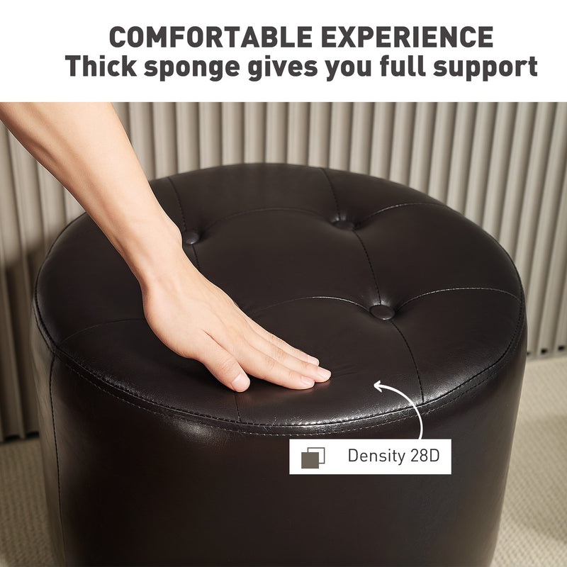 HOMCOM 360Â° Swivel Foot Stool PU Footstool with Thick Padding Brown