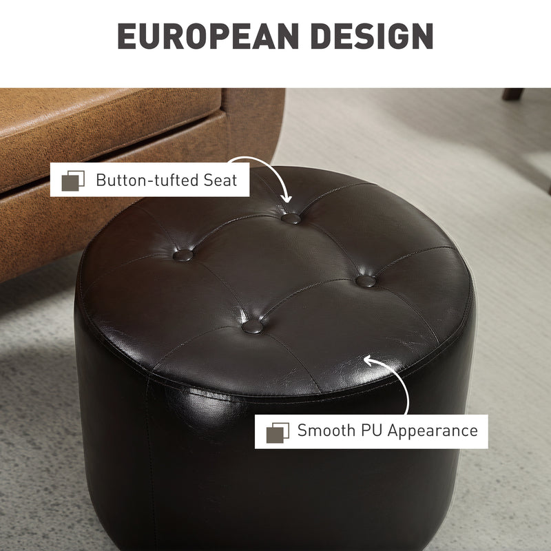 HOMCOM 360Â° Swivel Foot Stool PU Footstool with Thick Padding Brown