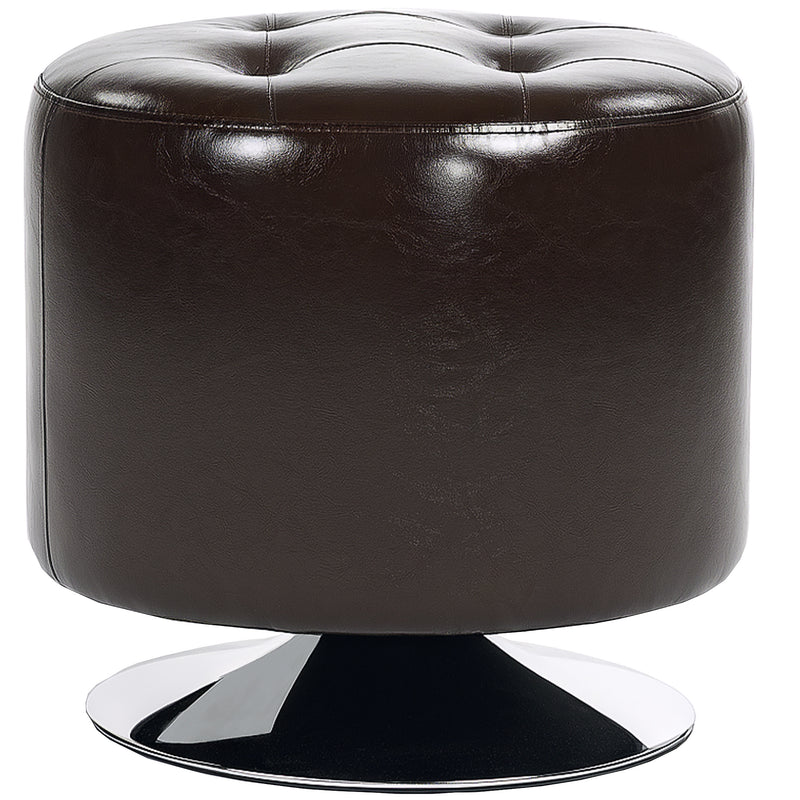 HOMCOM 360Â° Swivel Foot Stool PU Footstool with Thick Padding Brown
