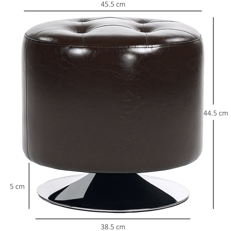 HOMCOM 360Â° Swivel Foot Stool PU Footstool with Thick Padding Brown