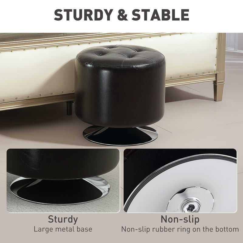 HOMCOM 360Â° Swivel Foot Stool PU Footstool with Thick Padding Brown