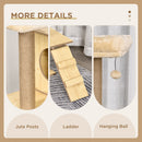 PawHut 130cm Cat Tree For Large Cats With Scratching Posts Toy Ball Yellow