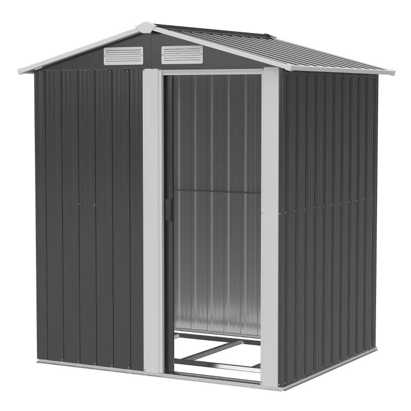 Outsunny Metal Storage Shed with Sliding Door 5ft x 4.3ft - Grey